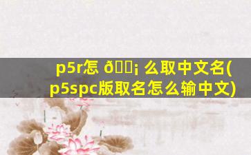 p5r怎 🐡 么取中文名(p5spc版取名怎么输中文)